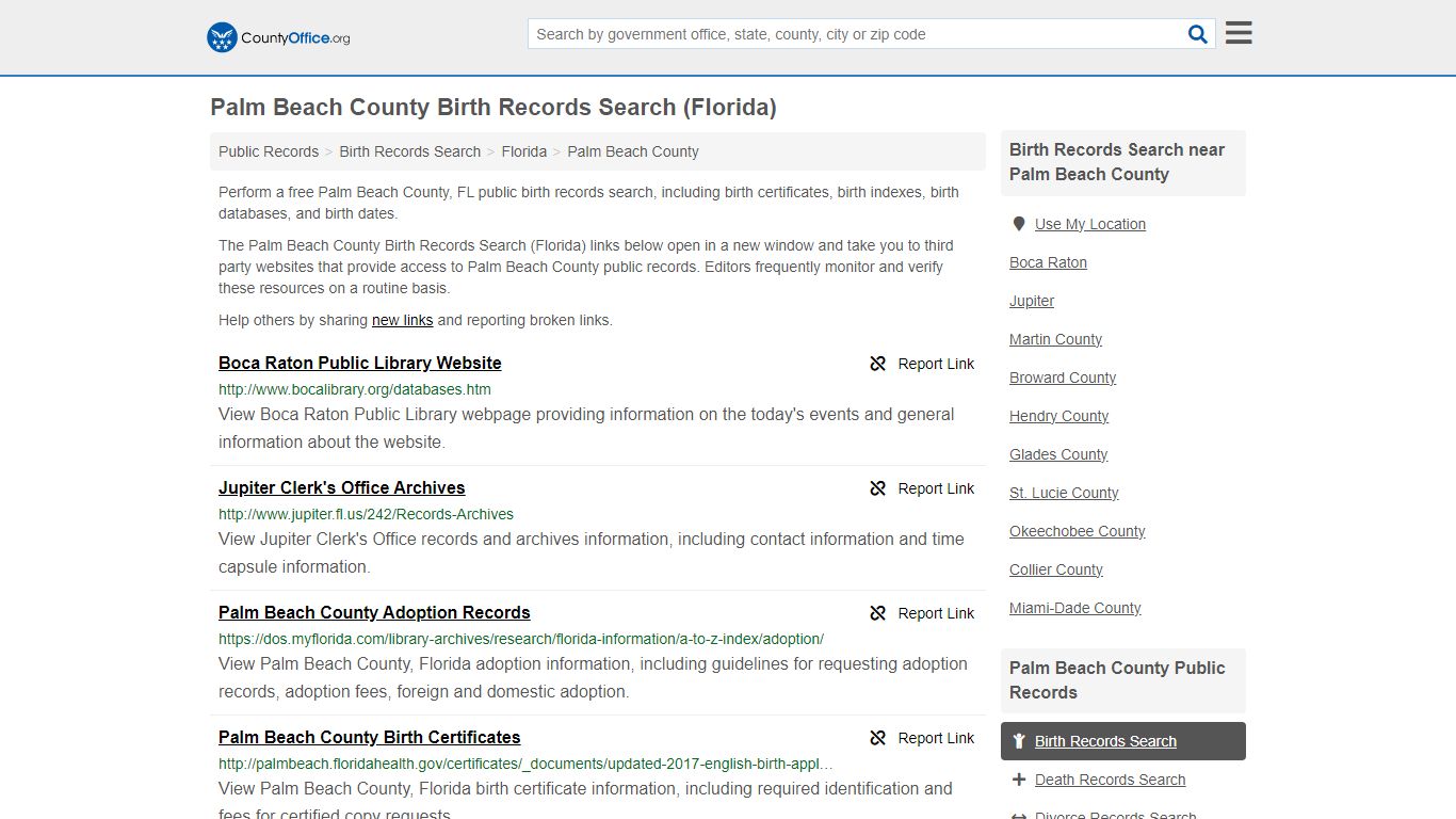 Birth Records Search - Palm Beach County, FL (Birth Certificates ...